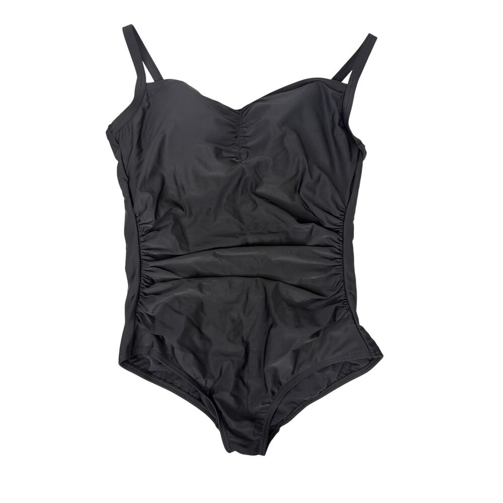 Lands End Women's One-Piece Ruched Tummy Control Swimsuit Black XL/18